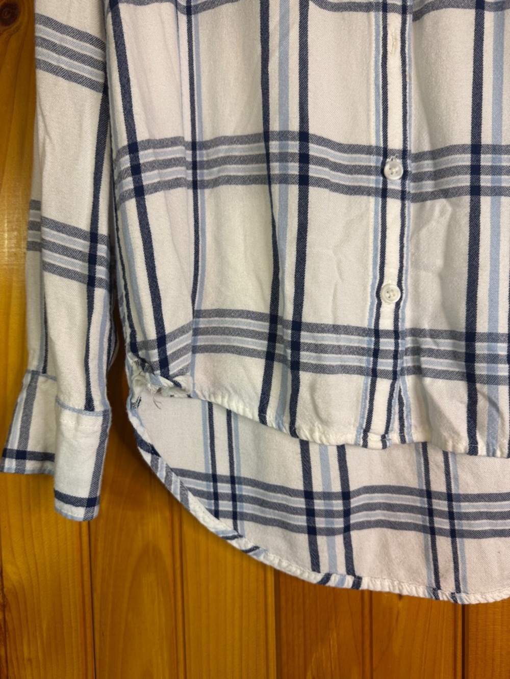 Woolrich Women's Blue and Cream Plaid Button-Down Shirt - Picture 5 of 8